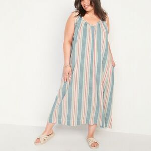 Old Navy All Day Maxi Dress Size 4X Multi Stripe Sleeveless Scoop Tie Straps